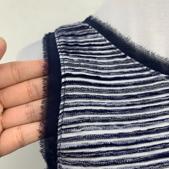 Anthropologie Vanessa Virginia Tank Top Women XS Navy Textured Striped Crew Neck - Picture 4 of 14